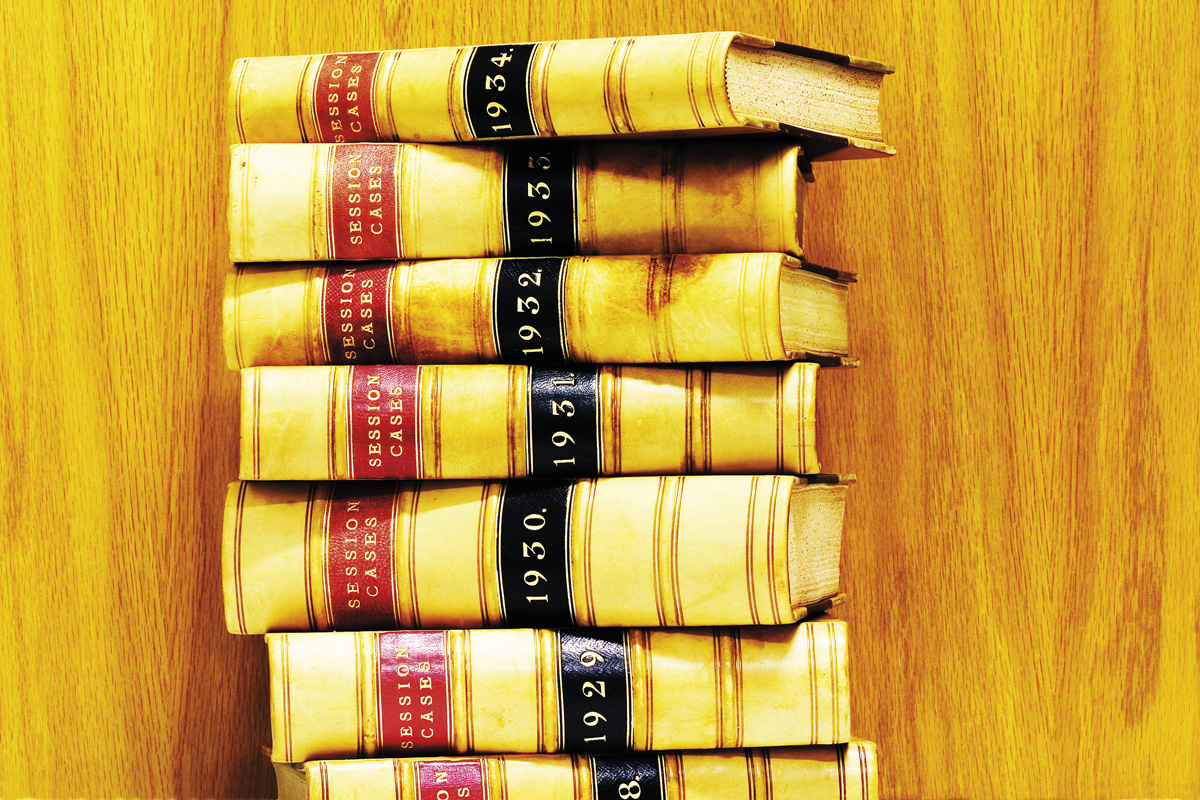 An image of case law books, representing the student charter