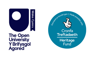 The Open University in Wales logo and the Heritage Lottery Fund logo
